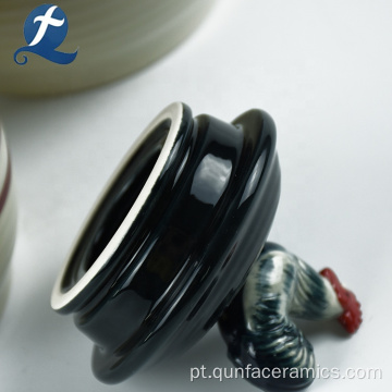 Vasilha de cerâmica personalizada de recipiente de cozinha com tampa de galo
